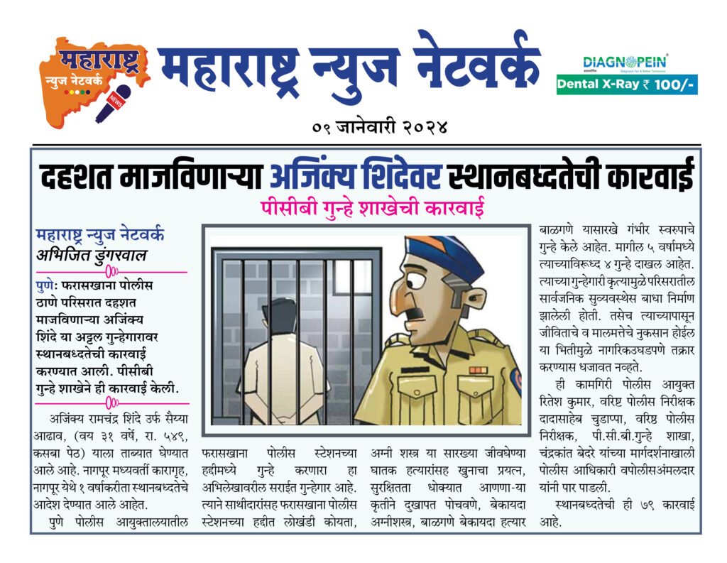 दहशत माजविणाऱ्या अजिंक्य शिंदेवर स्थानबध्दतेची कारवाई 2 09 01 24 06